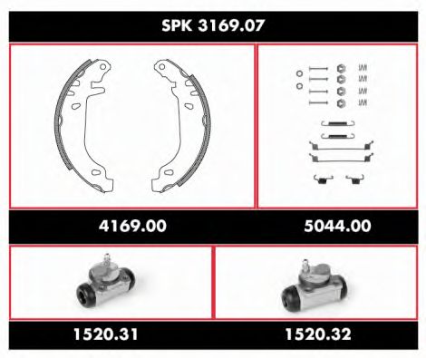 Комплект тормозов, барабанный тормозной механизм ROADHOUSE SPK 3169.07