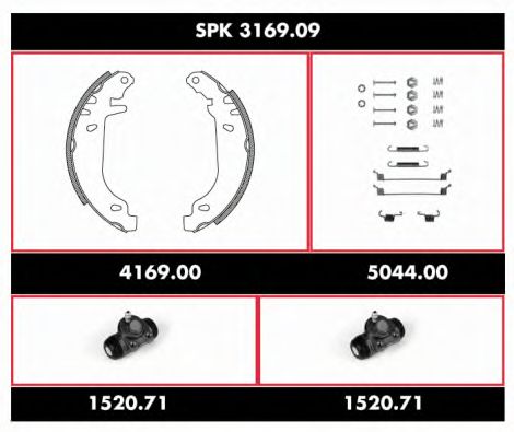 Комплект тормозов, барабанный тормозной механизм ROADHOUSE SPK 3169.09