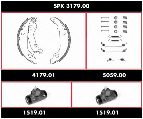 Комплект тормозов, барабанный тормозной механизм ROADHOUSE SPK 3179.00