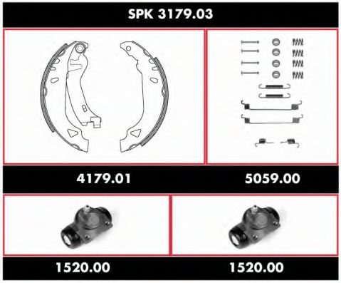 Комплект тормозов, барабанный тормозной механизм ROADHOUSE SPK 3179.03