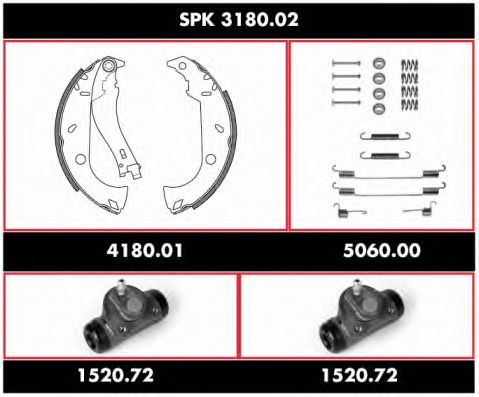 Комплект тормозов, барабанный тормозной механизм ROADHOUSE SPK 3180.02