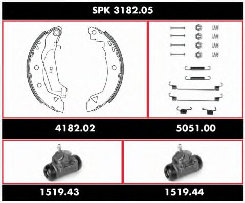 Комплект тормозов, барабанный тормозной механизм ROADHOUSE SPK 3182.05