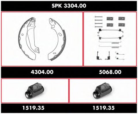 Комплект тормозов, барабанный тормозной механизм ROADHOUSE SPK 3304.00