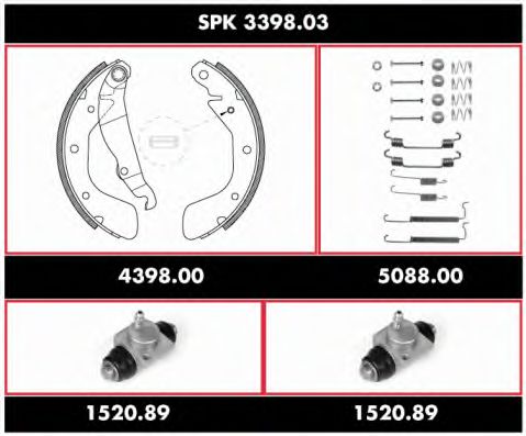 Комплект тормозов, барабанный тормозной механизм ROADHOUSE SPK 3398.03