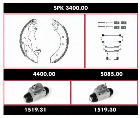 Комплект тормозов, барабанный тормозной механизм ROADHOUSE SPK 3400.00