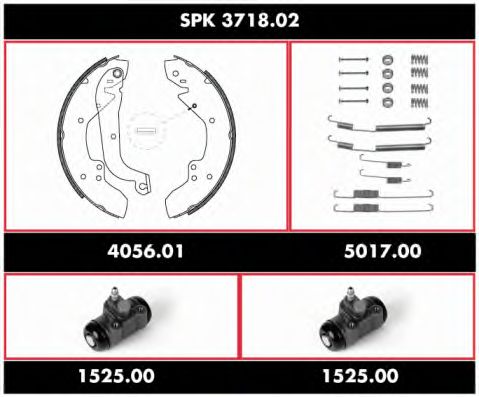 Комплект тормозов, барабанный тормозной механизм ROADHOUSE SPK 3718.02