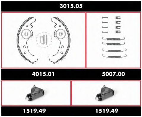 Комплект тормозов, барабанный тормозной механизм REMSA 3015.05