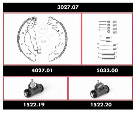 Комплект тормозов, барабанный тормозной механизм REMSA SPK 3027.07