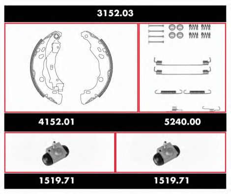 Комплект тормозов, барабанный тормозной механизм REMSA 3152.03