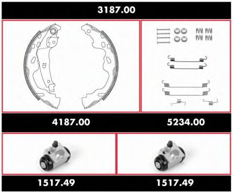 Комплект тормозов, барабанный тормозной механизм REMSA 3187.00