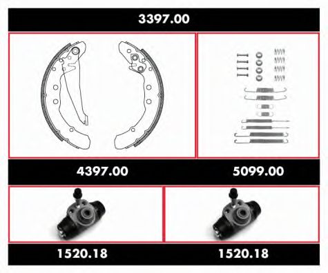 Комплект тормозов, барабанный тормозной механизм REMSA 3397.00