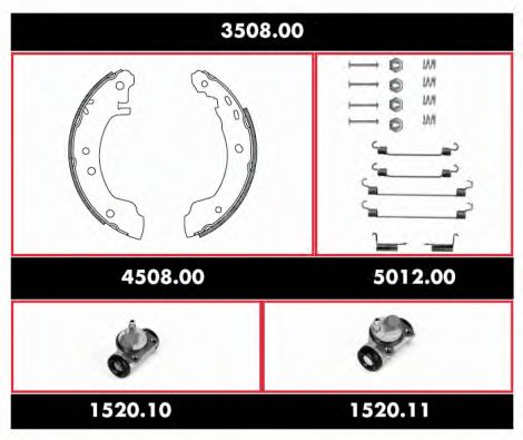 Комплект тормозов, барабанный тормозной механизм REMSA 3508.00