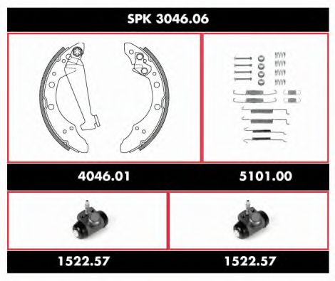 Комплект тормозов, барабанный тормозной механизм REMSA SPK 3046.06