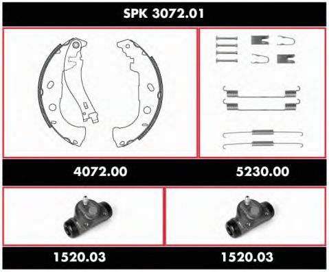 Комплект тормозов, барабанный тормозной механизм REMSA SPK 3072.01