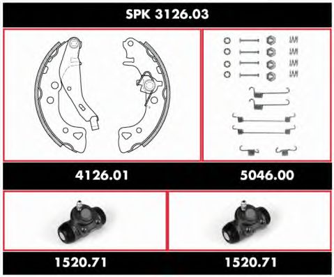 Комплект тормозов, барабанный тормозной механизм REMSA SPK 3126.03