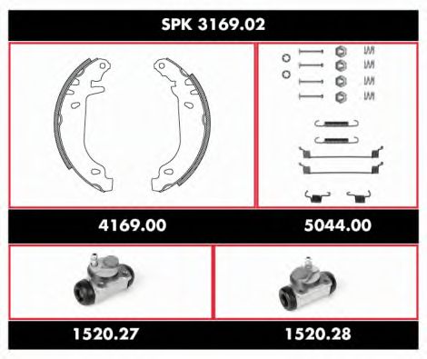 Комплект тормозов, барабанный тормозной механизм REMSA SPK 3169.02