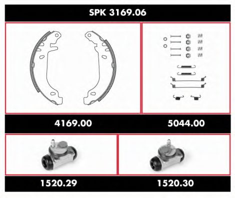 Комплект тормозов, барабанный тормозной механизм REMSA SPK 3169.06