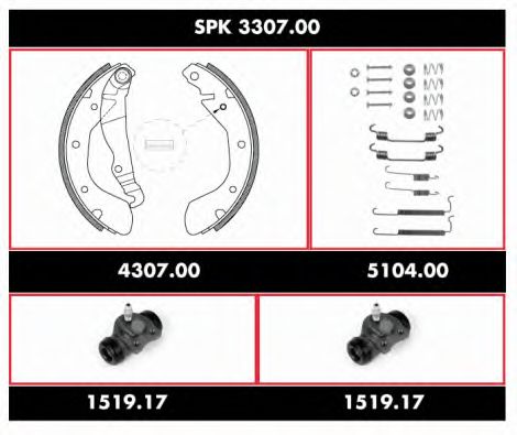 Комплект тормозов, барабанный тормозной механизм REMSA SPK 3307.00