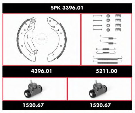 Комплект тормозов, барабанный тормозной механизм REMSA SPK 3396.01