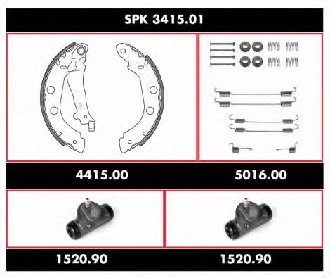 Комплект тормозов, барабанный тормозной механизм REMSA SPK 3415.01