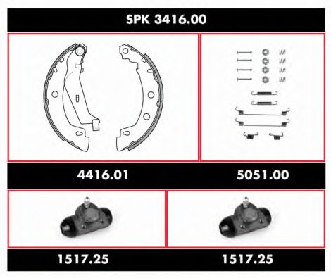 Комплект тормозов, барабанный тормозной механизм REMSA SPK 3416.00