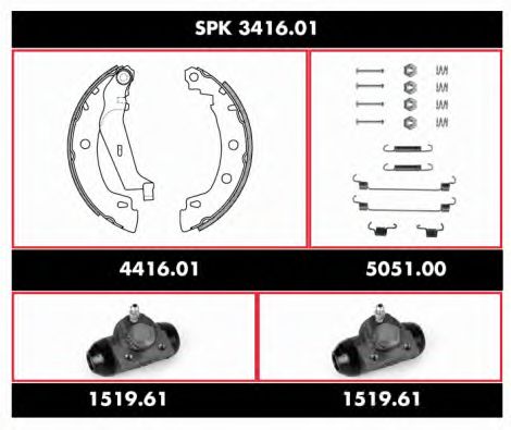 Комплект тормозов, барабанный тормозной механизм REMSA SPK 3416.01