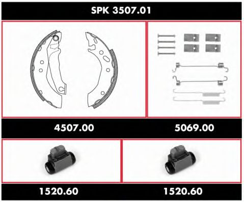 Комплект тормозов, барабанный тормозной механизм REMSA SPK 3507.01