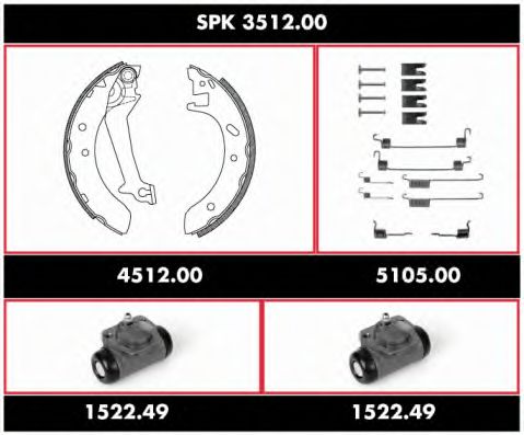 Комплект тормозов, барабанный тормозной механизм REMSA SPK 3512.00