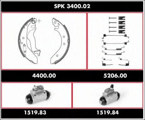 Комплект тормозов, барабанный тормозной механизм REMSA SPK 3400.02