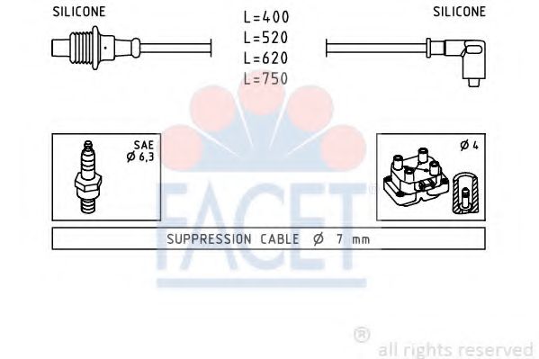 Комплект проводов зажигания FACET 4.8674