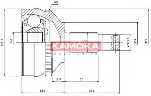 Шарнирный комплект, приводной вал KAMOKA 6576