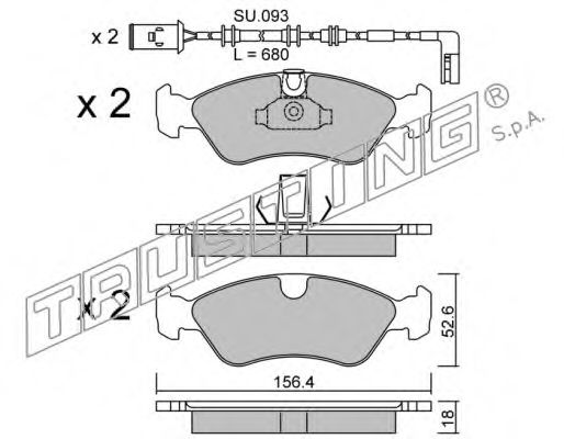 Комплект тормозных колодок, дисковый тормоз TRUSTING 21862