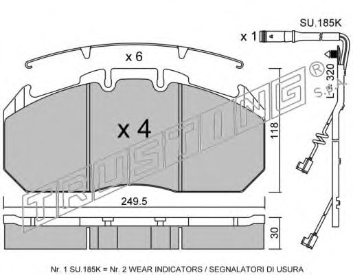 Комплект тормозных колодок, дисковый тормоз TRUSTING 29131