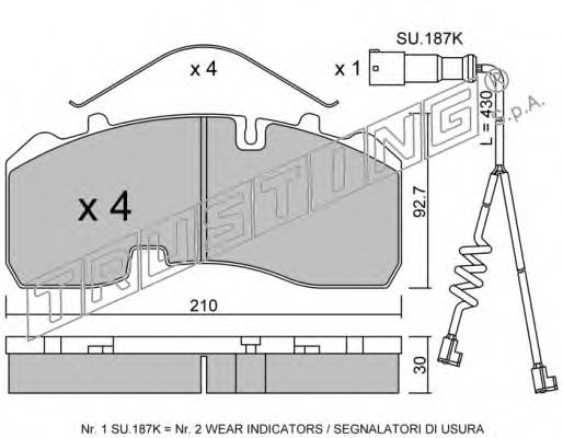 Комплект тормозных колодок, дисковый тормоз TRUSTING 611.0W