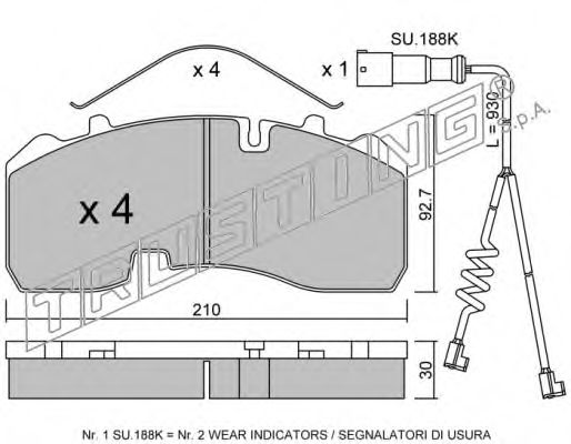 Комплект тормозных колодок, дисковый тормоз TRUSTING 29165