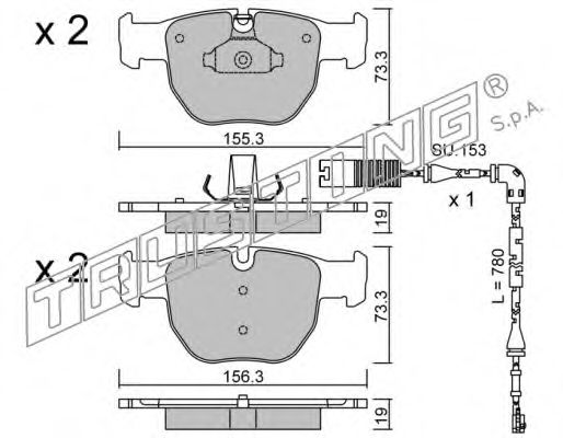 Комплект тормозных колодок, дисковый тормоз TRUSTING 23399