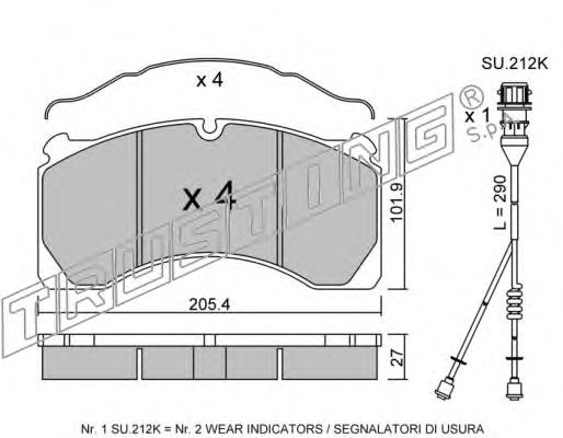 Комплект тормозных колодок, дисковый тормоз TRUSTING 619.0W