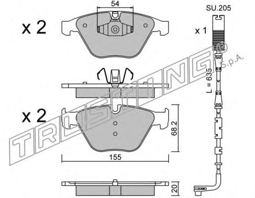 Комплект тормозных колодок, дисковый тормоз TRUSTING 574.6W