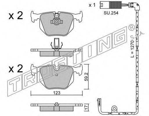Комплект тормозных колодок, дисковый тормоз TRUSTING 21487