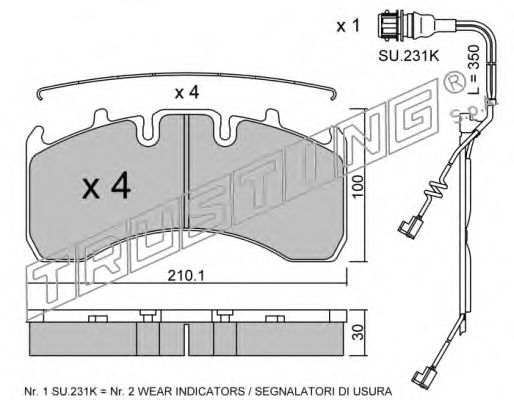 Комплект тормозных колодок, дисковый тормоз TRUSTING 29177