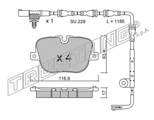 Комплект тормозных колодок, дисковый тормоз TRUSTING 25085