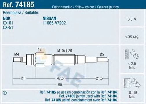 Свеча накаливания FAE 74185