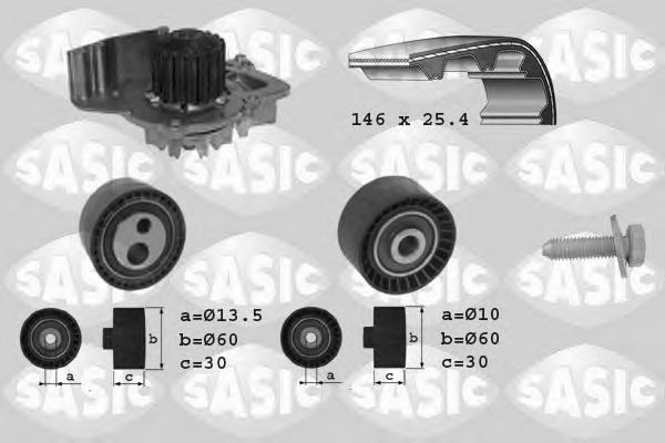 Водяной насос + комплект зубчатого ремня SASIC 3900006