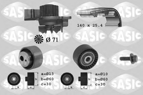 Водяной насос + комплект зубчатого ремня SASIC 3900010