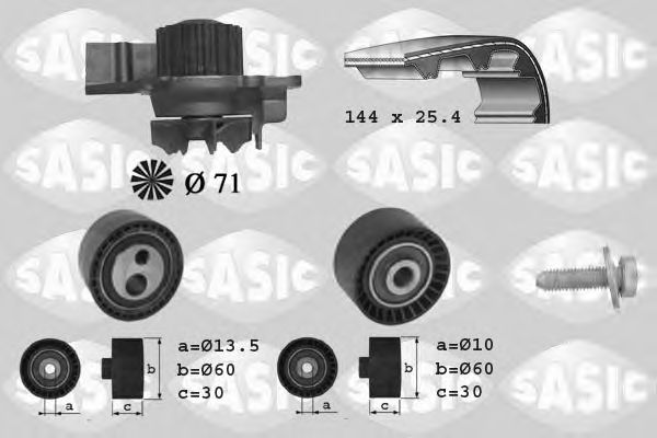 Водяной насос + комплект зубчатого ремня SASIC 3900013