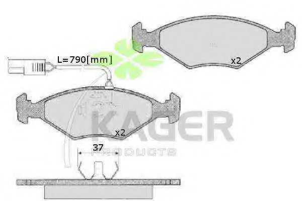 Комплект тормозных колодок, дисковый тормоз KAGER 35-0045