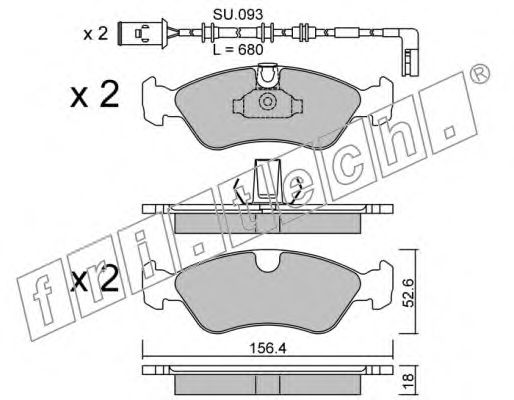 Комплект тормозных колодок, дисковый тормоз fri.tech. 21862