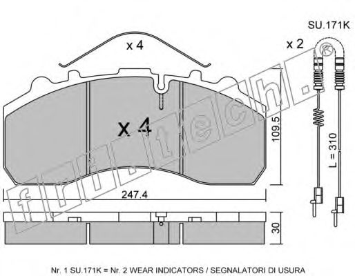 Комплект тормозных колодок, дисковый тормоз fri.tech. 601.2W