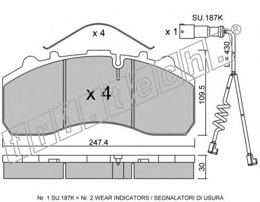 Комплект тормозных колодок, дисковый тормоз fri.tech. 601.3W