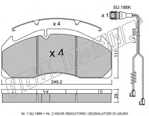 Комплект тормозных колодок, дисковый тормоз fri.tech. 29125